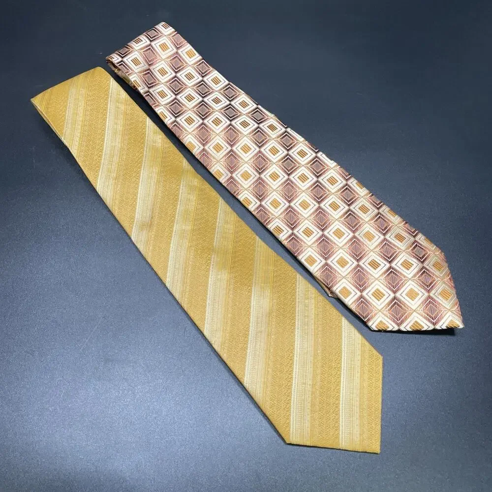 Karako Mens Silk Necktie 7pc Extra Long 62 Inch Wide Geometric Striped Assorted